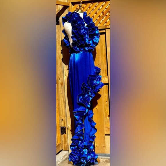 🆕 BRONX & BANCO 🧿 NWOT Aurora Cobalt Blue Gown, Sz L / US 8 - Picture 4 of 15